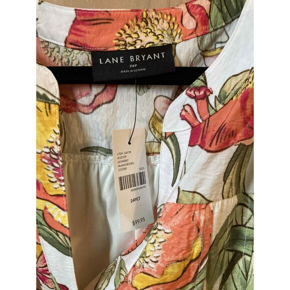 Lane Bryant | NWT Pintuck Detail Floral Long Sleeve Mini Dress | Size 24P - Picture 3 of 7